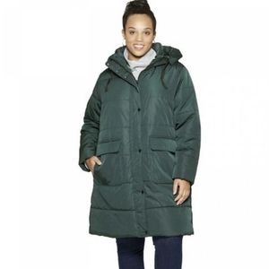 Ava & Viv Plus Size Green Quilted Puffer Jacket